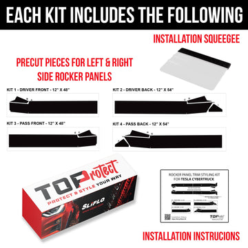 TOProtect DIY Vinyl Wrap Kit for Tesla Cybertruck Rocker Panels (2023+) - 0