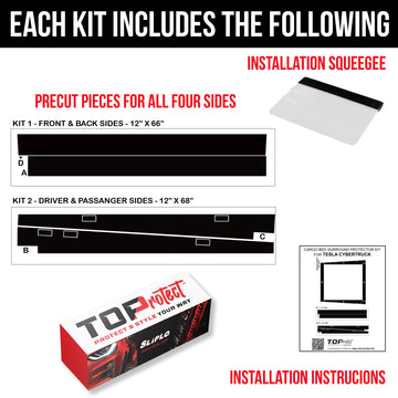 TOProtect DIY Vinyl Overlay Kit for Tesla Cybertruck Cargo Bed Surround - 0