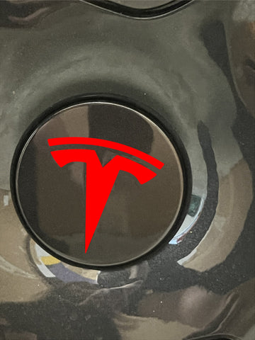 Buy gloss-red Wheel Cap Logo Decals For Tesla (x4)