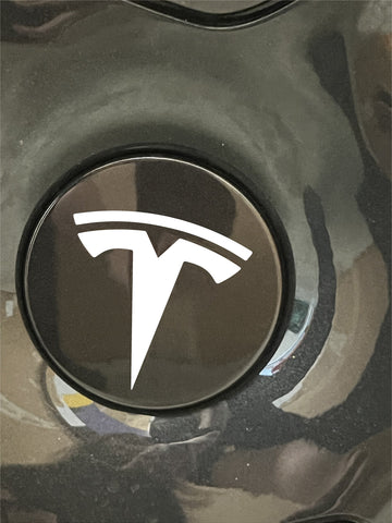 Buy gloss-white Wheel Cap Logo Decals For Tesla (x4)