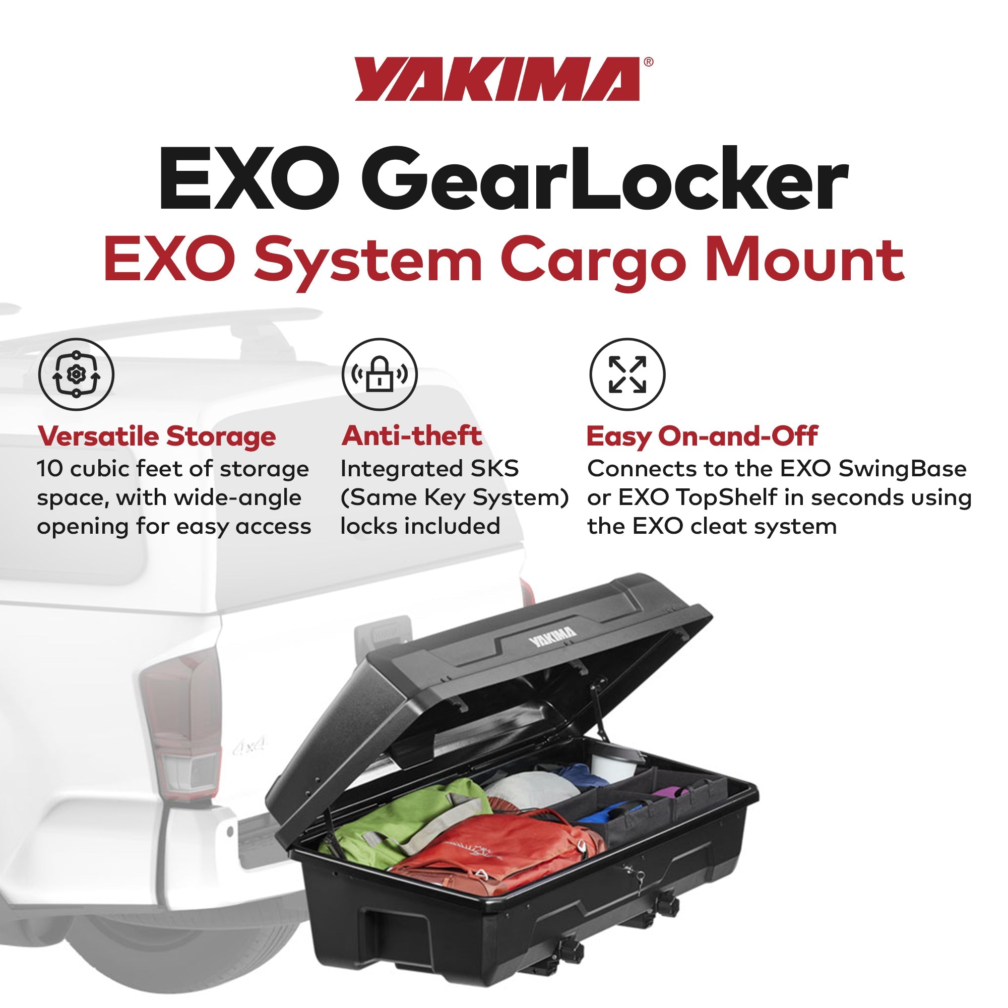 Yakima EXO GearLocker 10 Cu Ft Vehicle Roof Rack Cargo Box for EXO SwingBase - 0