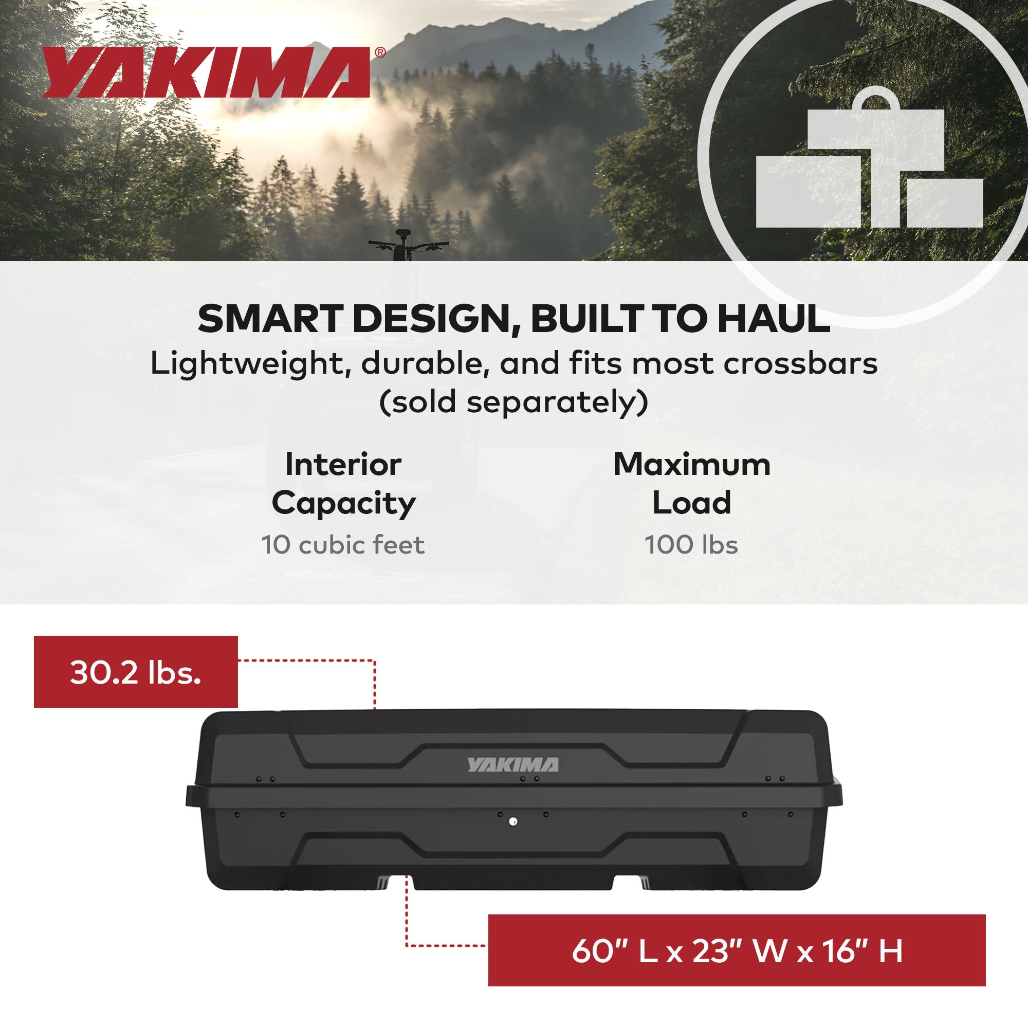 Yakima DeepSpace 10 Rooftop Cargo Box, Hard Shell Vehicle Roof Storage ...