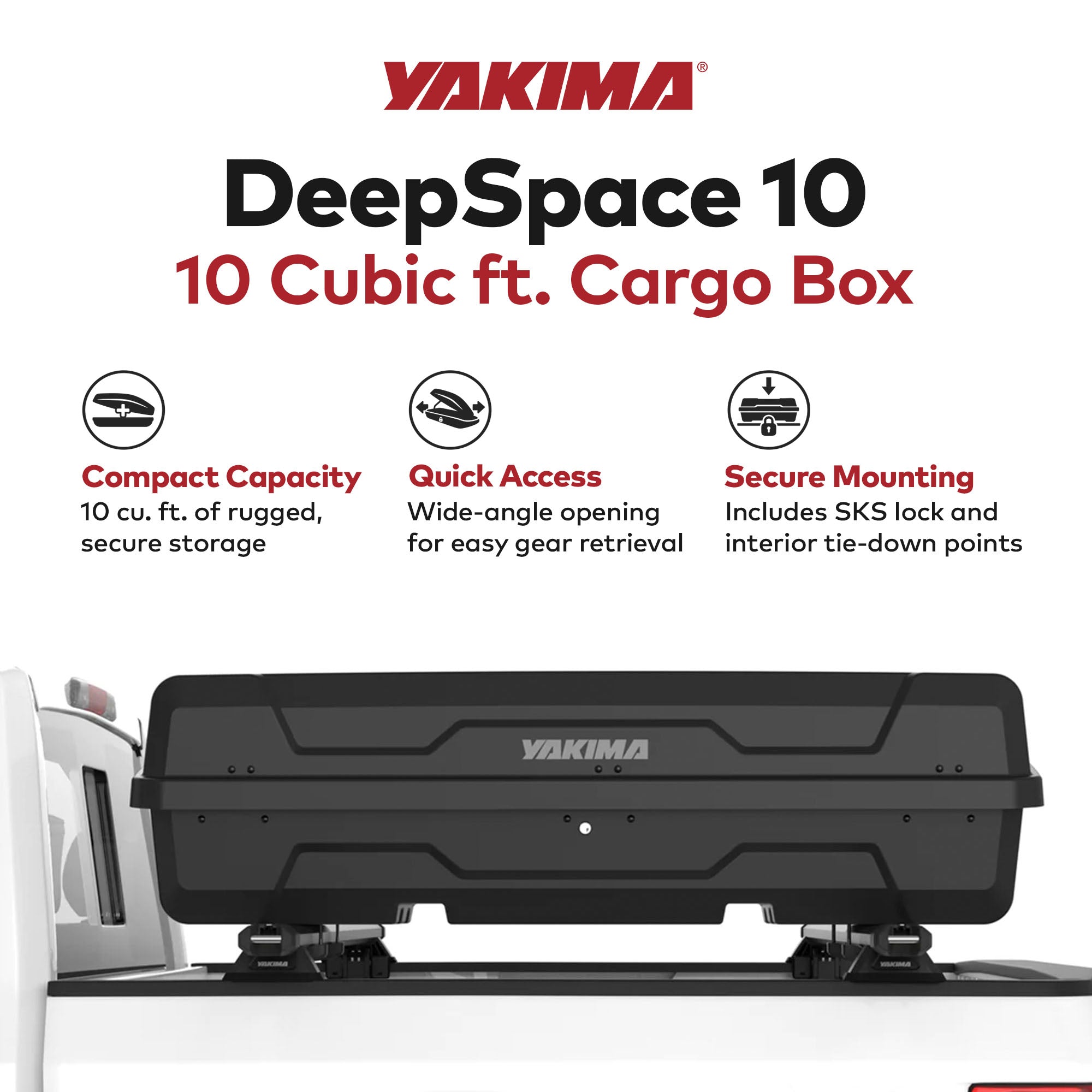 Yakima DeepSpace 10 Rooftop Cargo Box, Hard Shell Vehicle Roof Storage ...