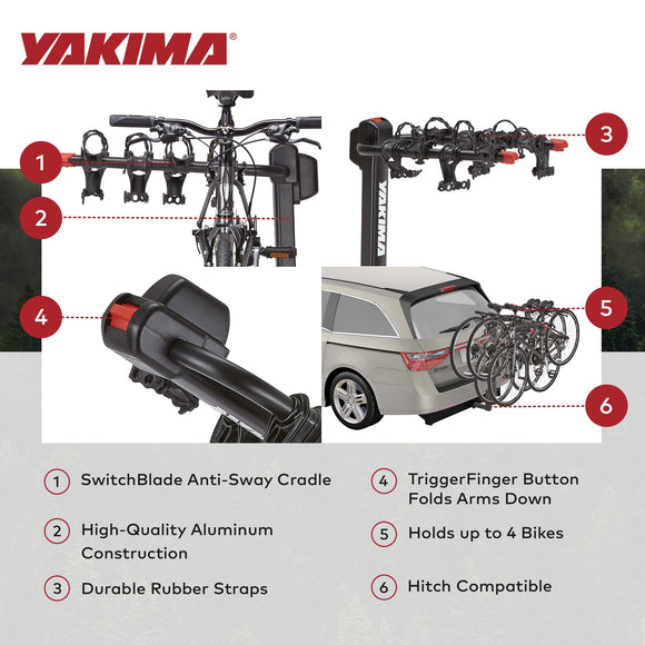 Yakima DoubleDown 4 Tilting Hitch-Mounted Bike Rack for Cars, SUVs, & Trucks