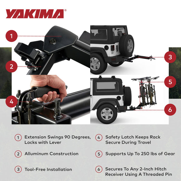 Yakima BackSwing Hitch Rack Swing Away Adapter, Compatible w/HoldUp EVO, Black