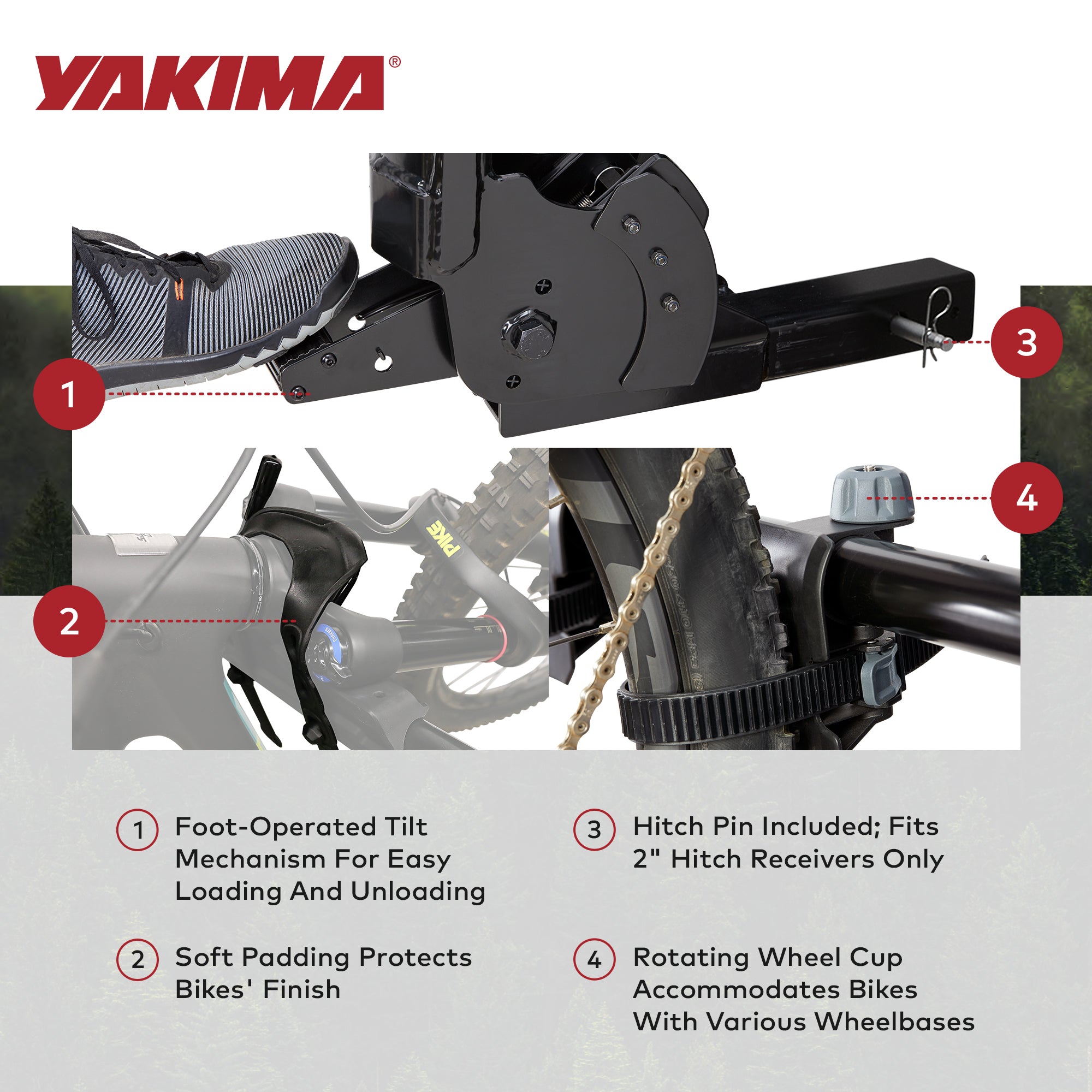 Yakima HangOver 4 Adjustable Vertical Steel Mountain Bike Hitch