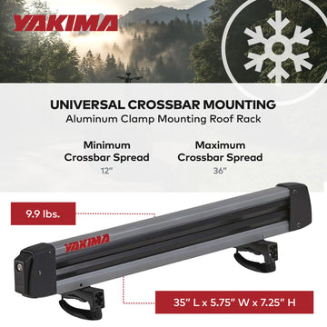 Yakima FreshTrack 6 Universal Car Roof Top Mount Ski and Snowboard Rack, Black - 0