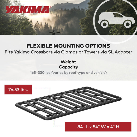 YAKIMA 84 by 54 Inch LockNLoad 3 Bar System Heavy Duty Roof Rack Platform, Black