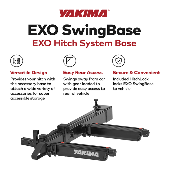 Yakima EXO SwingBase 2 Inch Hitch Base Rack Storage System with HitchLock, Black