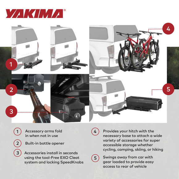 Yakima EXO SwingBase 2 Inch Hitch Base Rack Storage System with HitchLock, Black