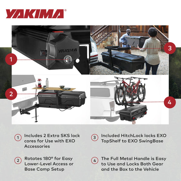 Yakima EXO TopShelf Second Level Hitch Base Rack Storage System with 2 SKS Locks