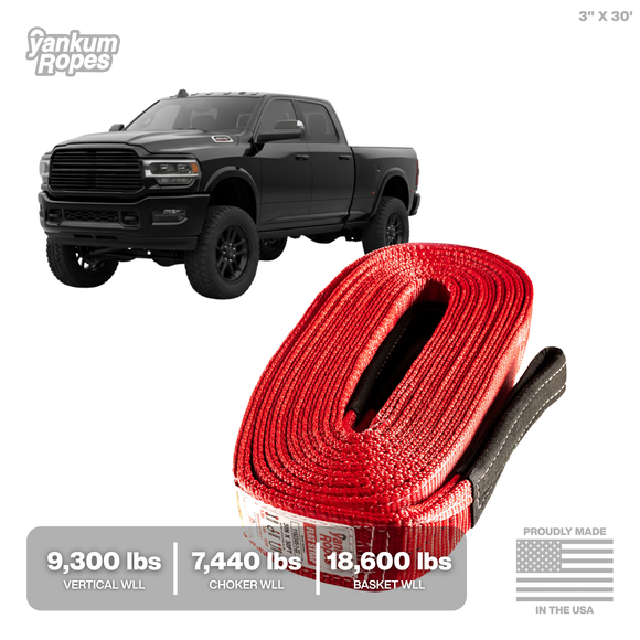 3" Flat Tow Strap "Copperhead" [WLL 7440/9300/18600 lbs]