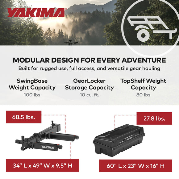 Yakima EXO SwingBase Hitch Base Rack & EXO GearLocker Vehicle Rooftop Cargo Box