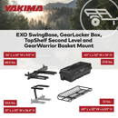 Yakima EXO SwingBase, GearLocker Box, TopShelf Rack and GearWarrior Basket Mount-4