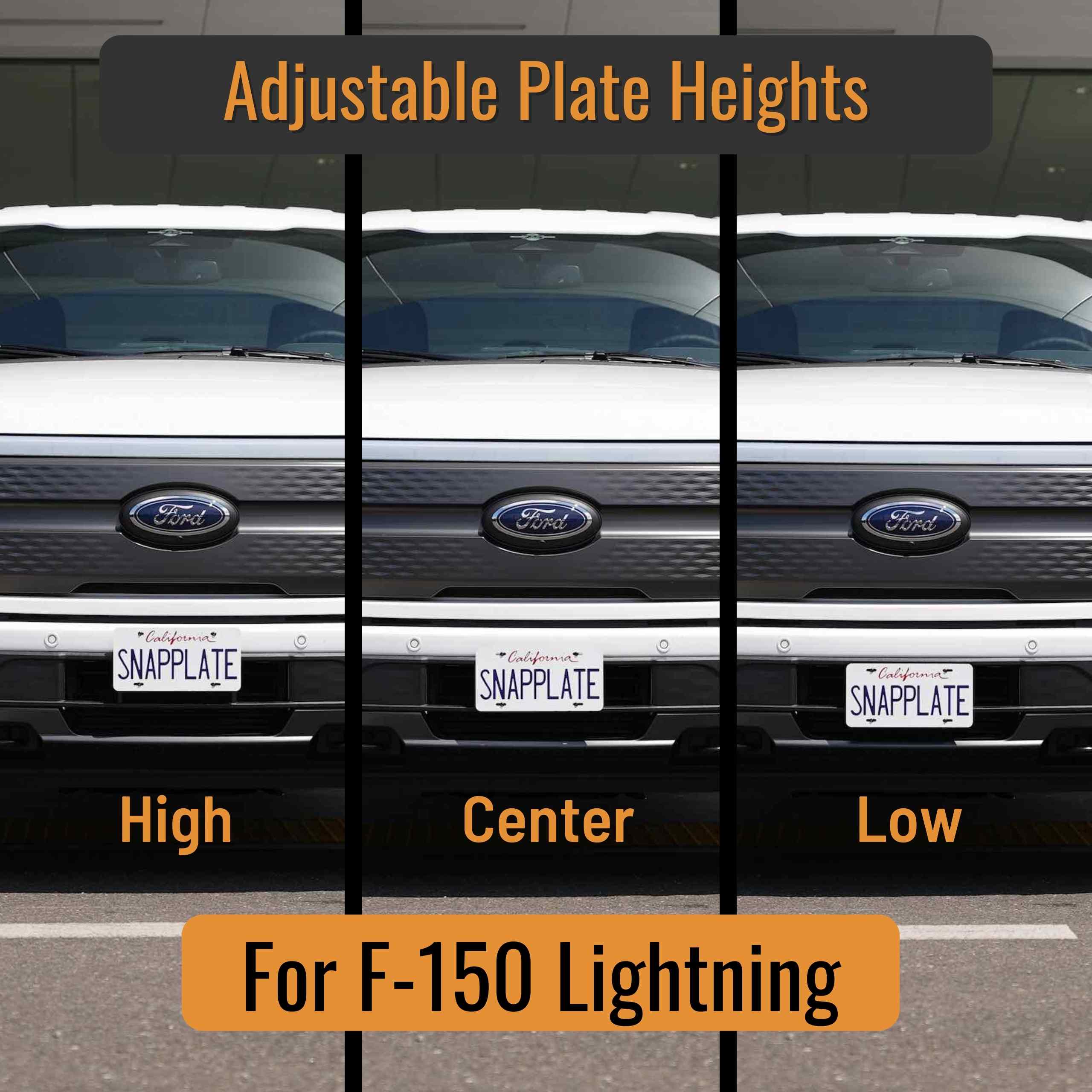 SnapPlate No-drill License Plate Bracket for Ford F-150 Lightning EV-6