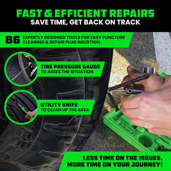 Rhino USA Tire Repair Plug Kit - 86 Pieces