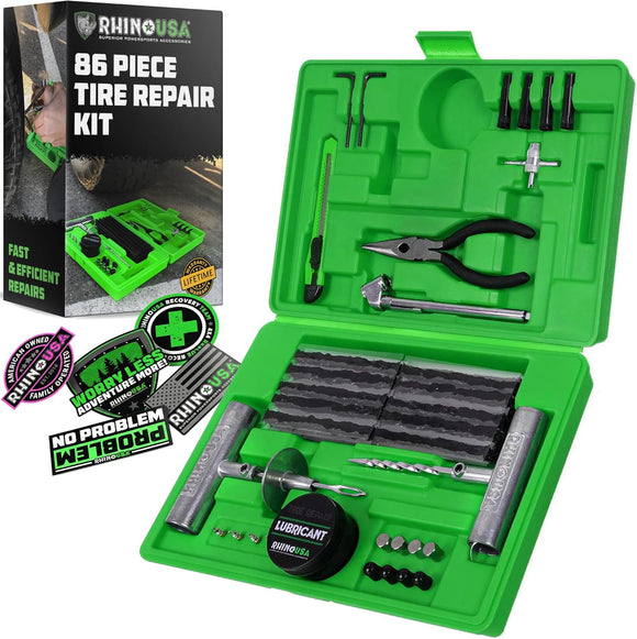 Rhino USA Tire Repair Plug Kit - 86 Pieces