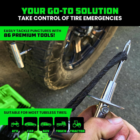 Rhino USA Tire Repair Plug Kit - 86 Pieces