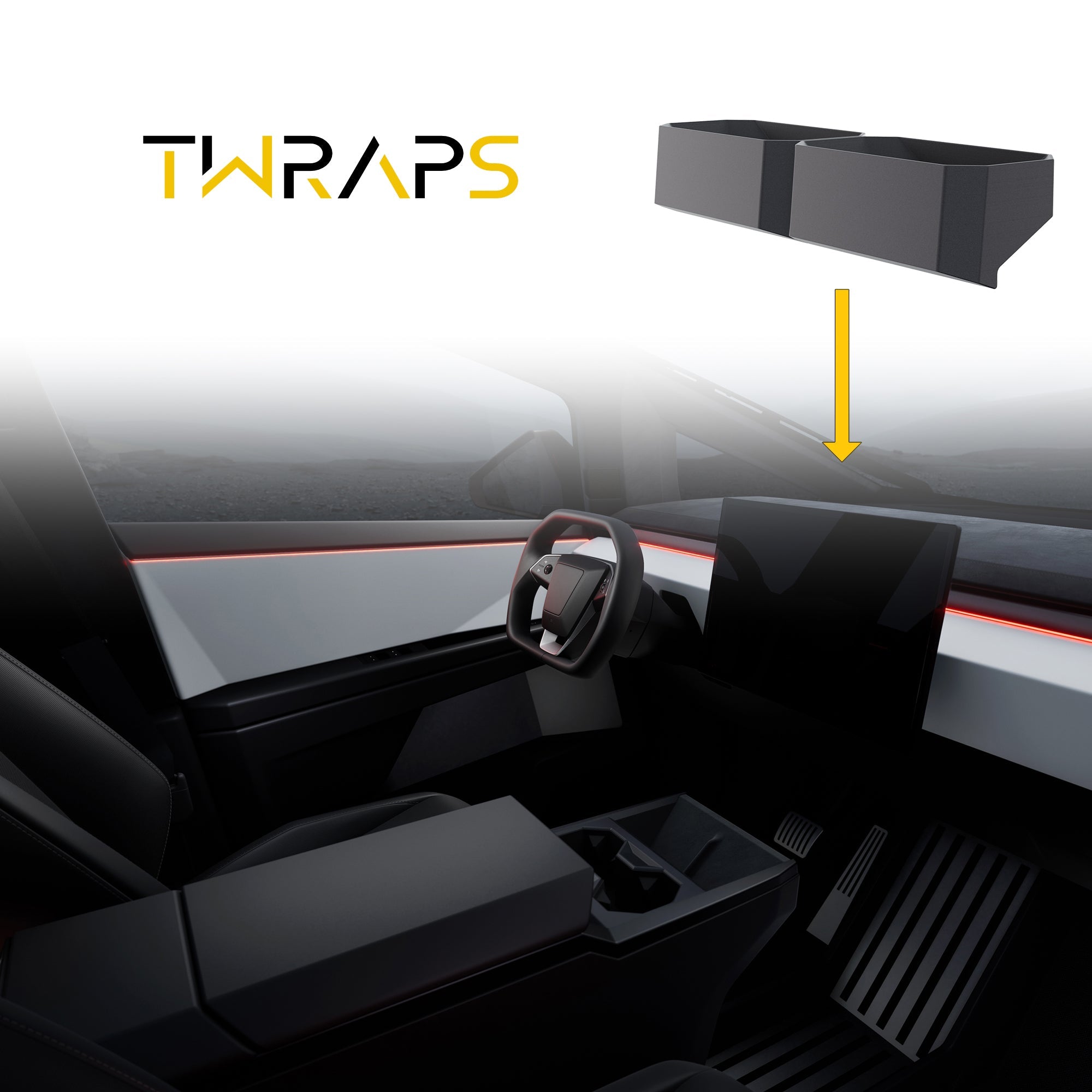 Behind Screen Storage Tray for Tesla Cybertruck - Dashboard Organizer