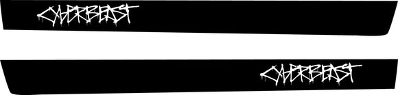 Cyberbeast Wording Rocker Stripe Decals For The 2023-2024 Tesla Cybertruck (x2)