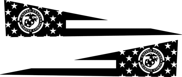 United States Marine Corps Bedside Panel Decals For The 2023-2024 Tesla Cybertruck (x2)