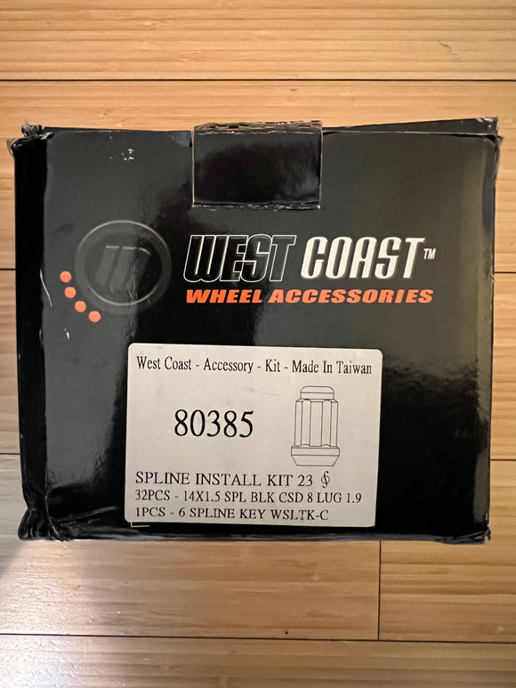 Clearance – West Coast Wheel Accessories 80385 Spline Lug Nut Kit (14x1.5, 8-Lug, Black) – Heavily Worn, Functional