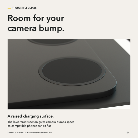 Dual Wireless Charging Pad | Rivian R1T/R1S 2021-2026, MagSafe Compatible Charger