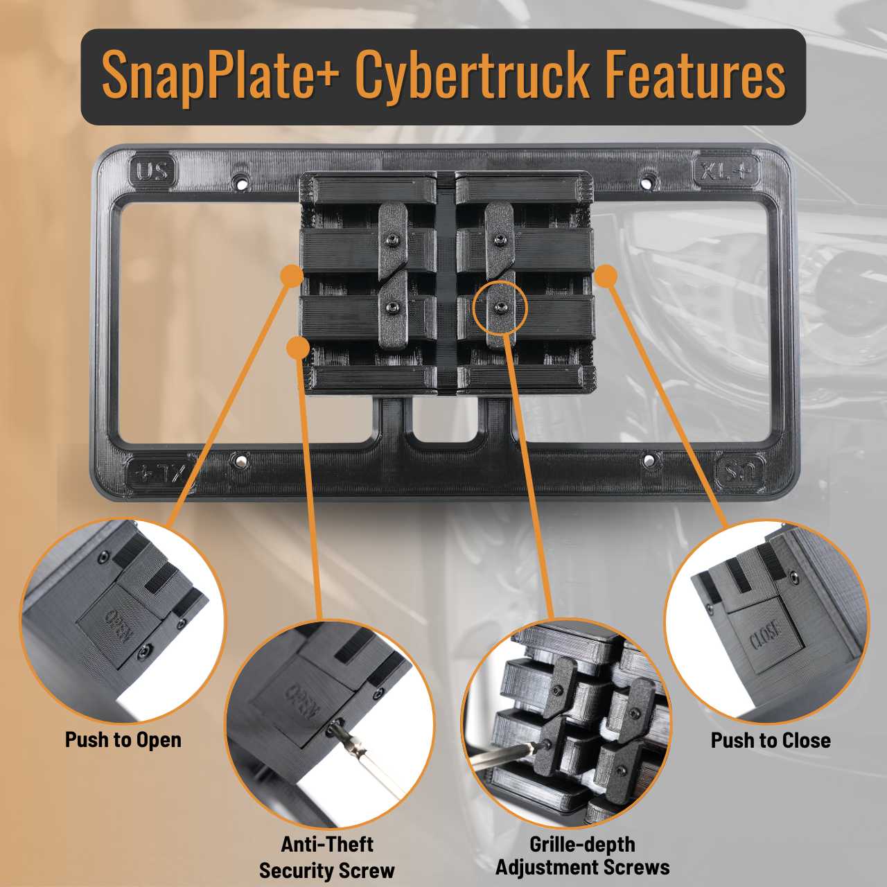 Tesla Cybertruck SnapPlate Front License Plate Holder - 0