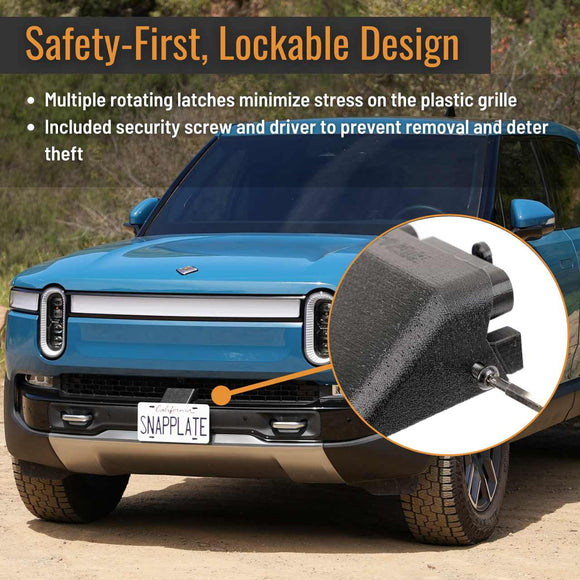 SnapPlate Front License Plate Mount for Rivian R1T & R1S
