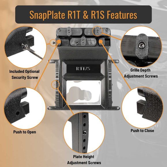 SnapPlate Front License Plate Mount for Rivian R1T & R1S