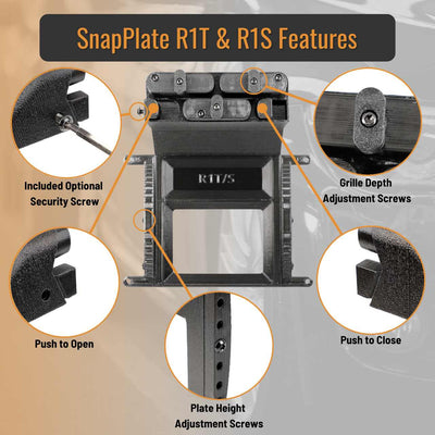 SnapPlate Front License Plate Mount for Rivian R1T & R1S - 0