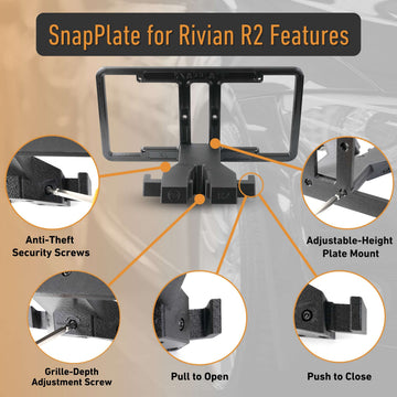 SnapPlate Front License Plate Mount for Rivian R2 - 0