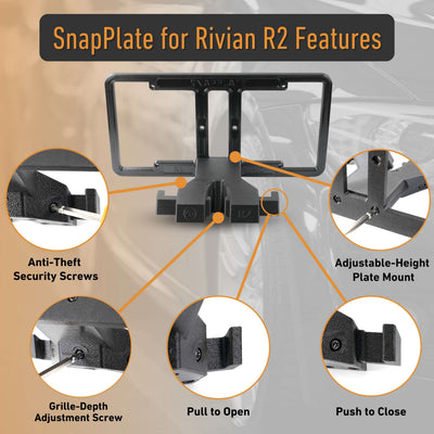 SnapPlate Front License Plate Mount for Rivian R2 - 0