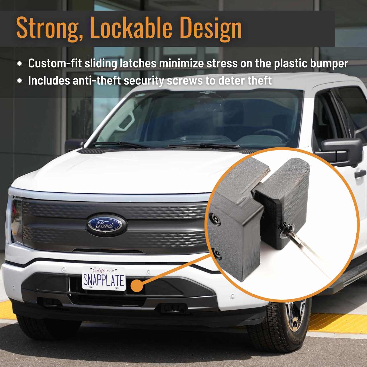 Ford F-150 Lightning EV SnapPlate No-Drill Front License Plate Bracket