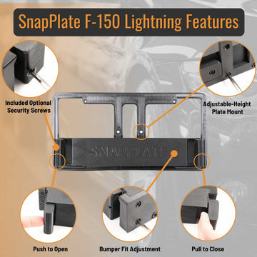 Ford F-150 Lightning EV SnapPlate No-Drill Front License Plate Bracket - 0