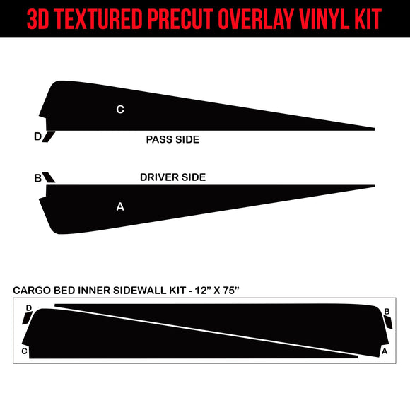TOProtect DIY Vinyl Overlay Kit for Tesla Cybertruck Cargo Bed | Inner Sidewall Protection with Bed Liner Look