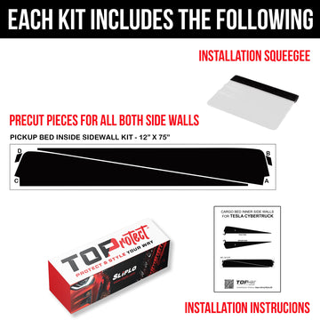 TOProtect DIY Vinyl Overlay Kit for Tesla Cybertruck Cargo Bed | Inner Sidewall Protection with Bed Liner Look - 0