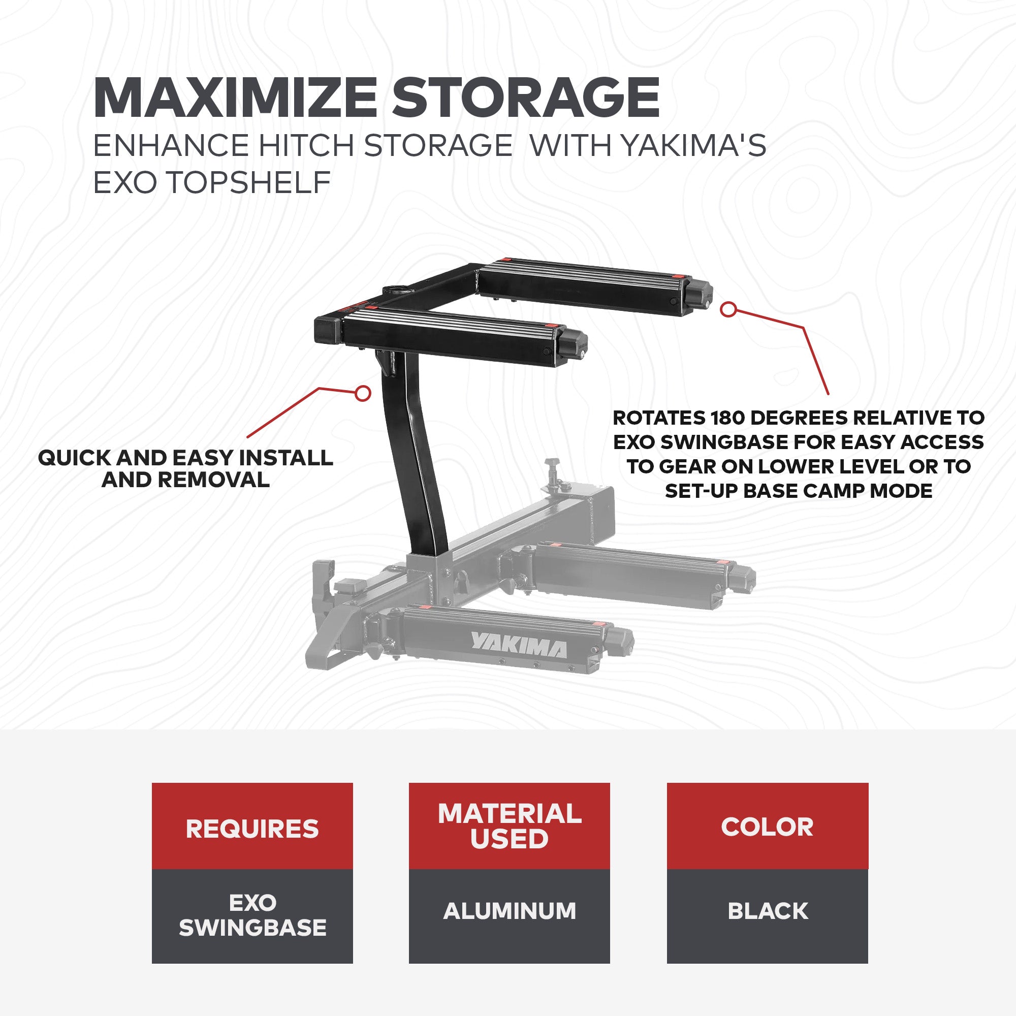 Yakima EXO TopShelf Second Level Hitch Base Rack Storage System with 2 SKS Locks - 0