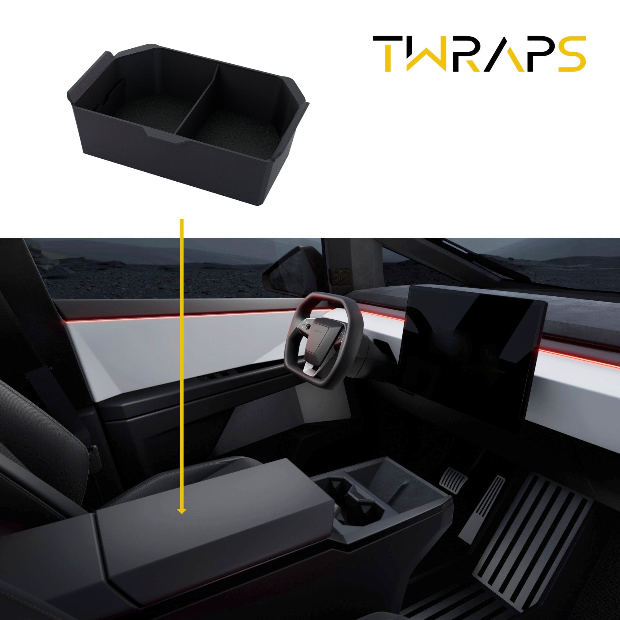 Slidable Half Armrest Organizer for Tesla Cybertruck - Center Console Storage Insert