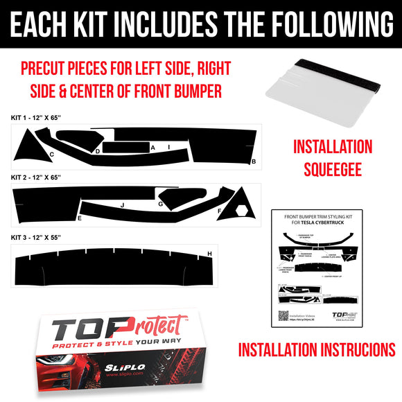 TOProtect DIY Vinyl Wrap Kit for Tesla Cybertruck Front Bumper (2023+)