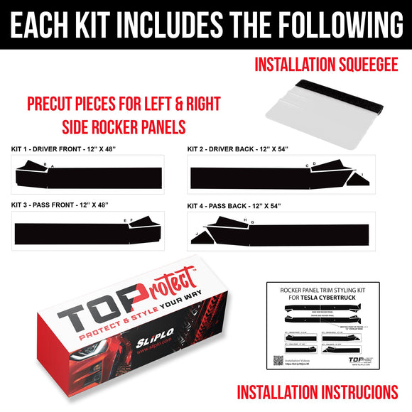 TOProtect DIY Vinyl Wrap Kit for Tesla Cybertruck Rocker Panels (2023+)