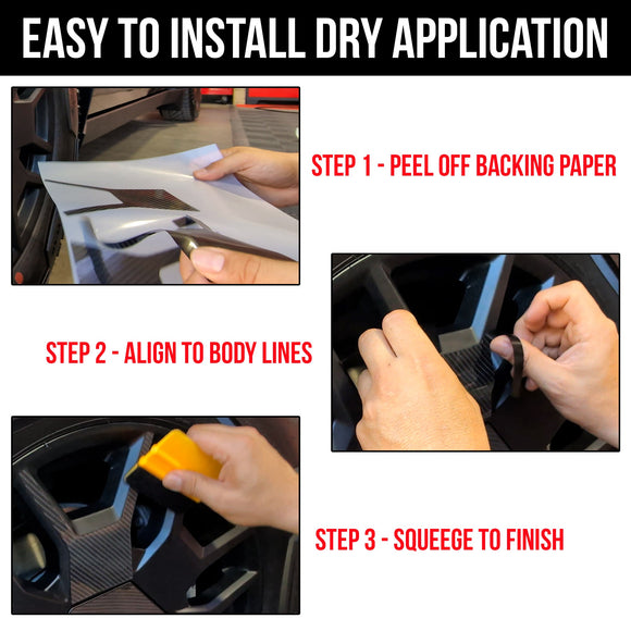 Tesla Cybertruck Wheels 5D Carbon Fiber Center Caps & Spokes Vinyl Fascia Overlay Kit | TOProtect