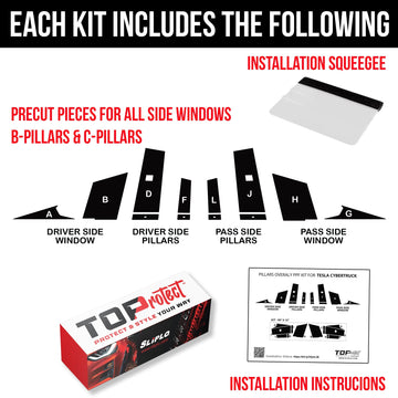 TOProtect 5D Carbon Fiber High-Gloss Wrap for Tesla Cybertruck B-Pillars & C-Pillars - 0