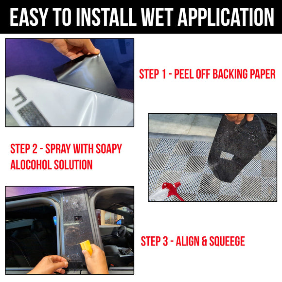 TOProtect 5D Carbon Fiber High-Gloss Wrap for Tesla Cybertruck B-Pillars & C-Pillars