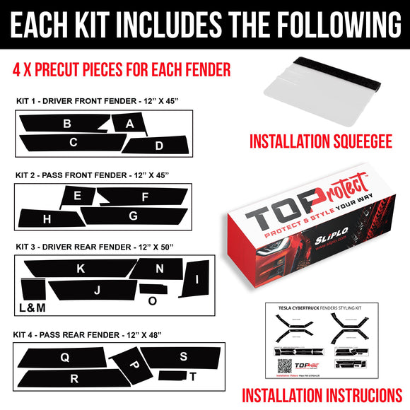 Tesla Cybertruck Fender Flares DIY Vinyl Fascia Overlay Film Protection Kit - Bed Liner Spray Look | TOProtect