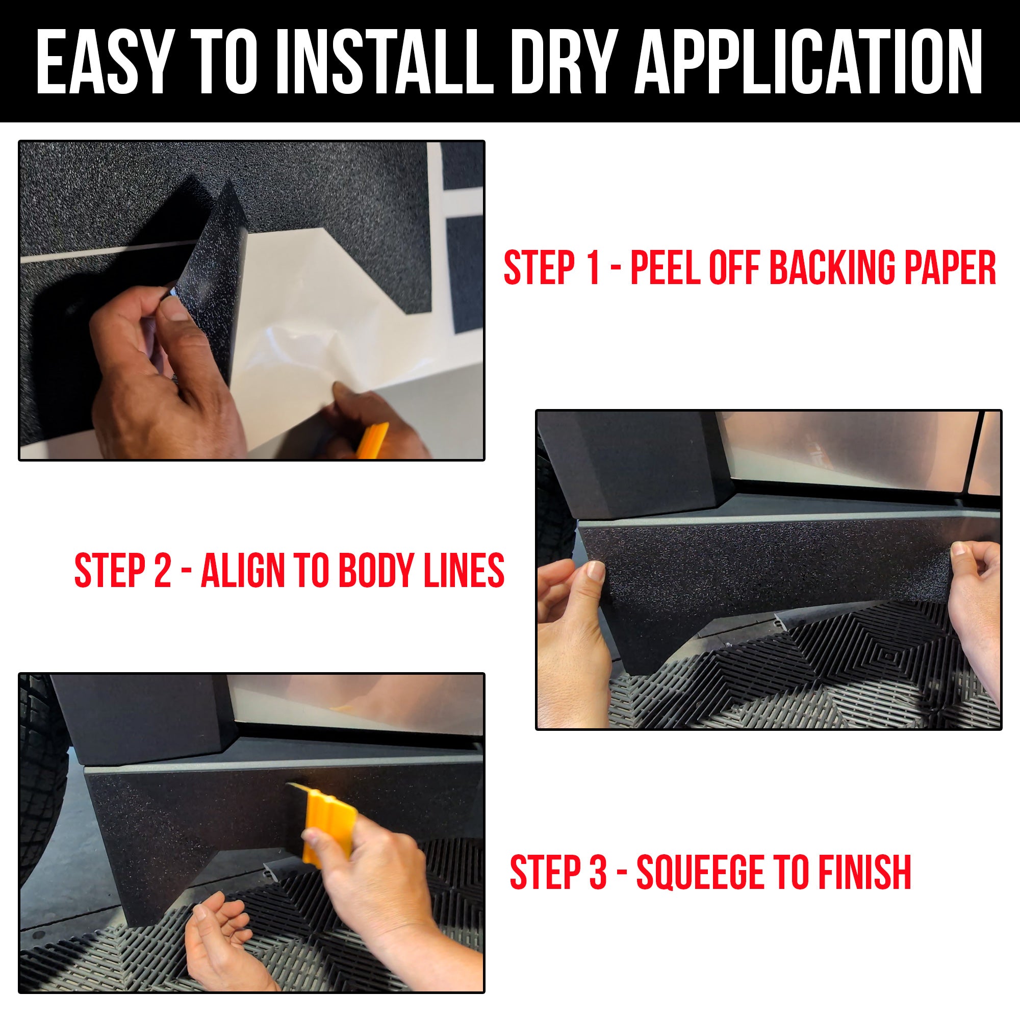 Tesla Cybertruck Door Sill Jamb DIY Vinyl Overlay Film Protection Guard Kit - Bed Liner Spray Look | TOProtect