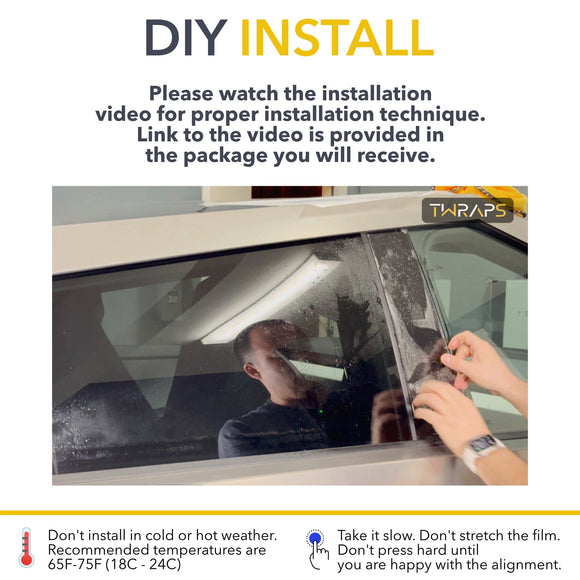 B & C Pillars & Door Buttons PPF for Tesla Cybertruck - Clear Paint Protection Film