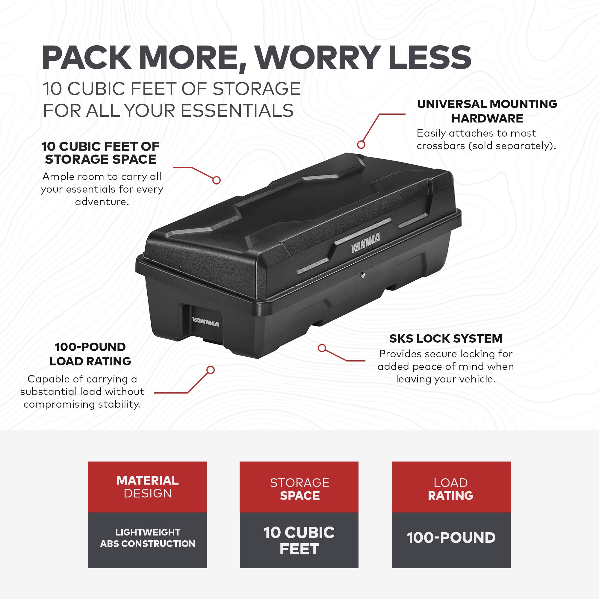 Yakima DeepSpace 10 Rooftop Cargo Box, Hard Shell Vehicle Roof Storage Carrier - 0