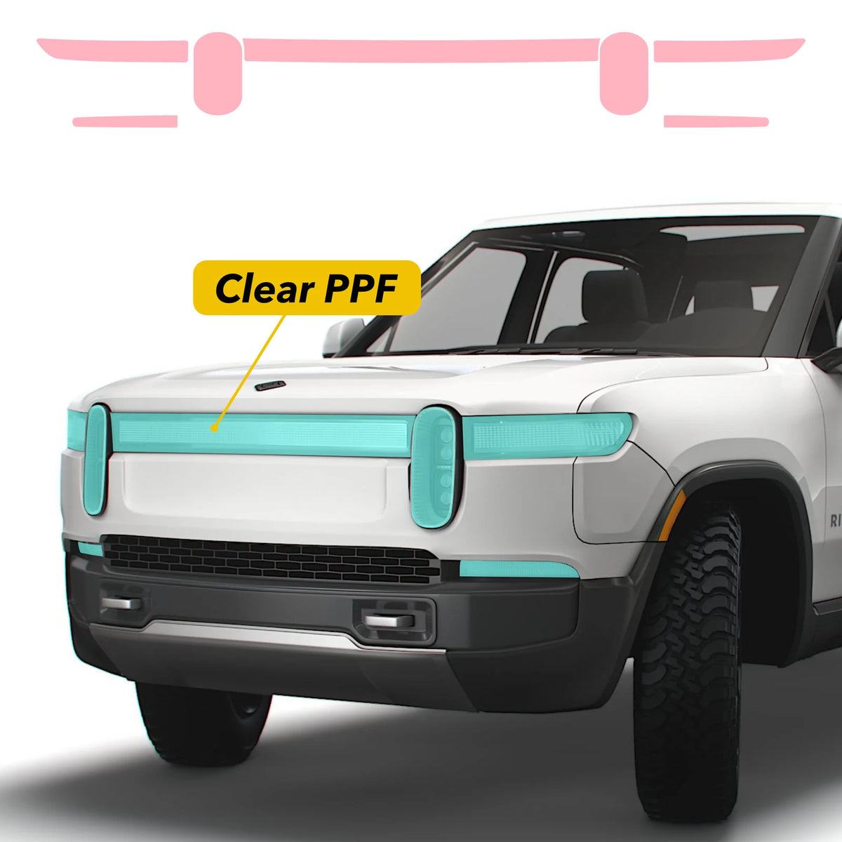 Headlight Design Rivian Headlight Clear Protection Film (PPF) for Rivian R1T and R1S ...